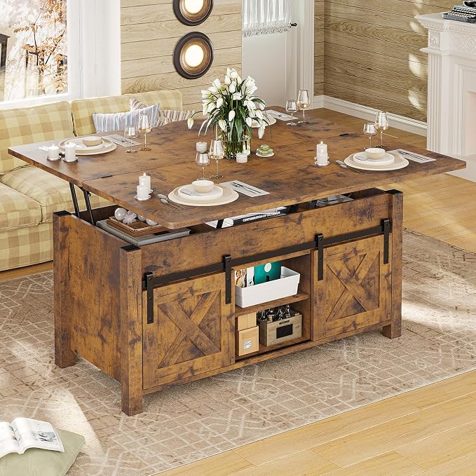 SEDETA Lift Top Coffee Table, 4 in 1 Convertible Coffee Tables - Image 8