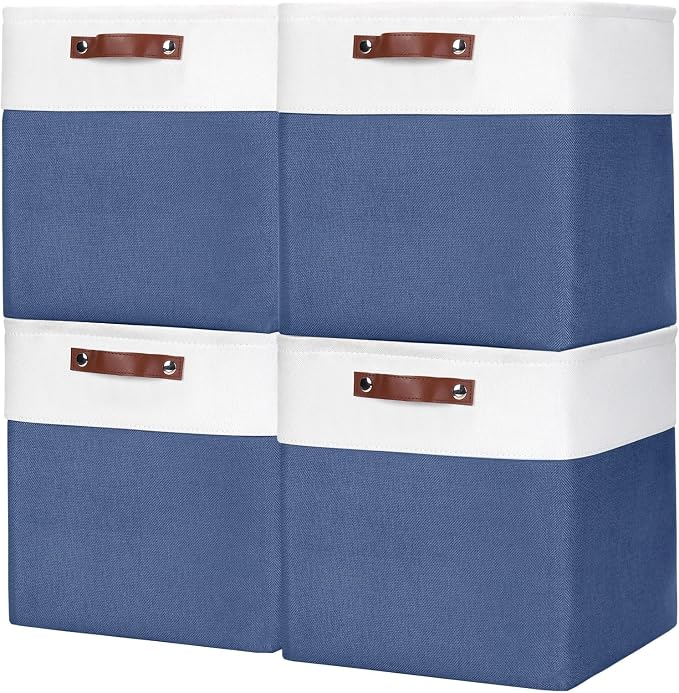 13x13 Cube Storage Bins, Collapsible Fabric Storage Box, 4 Pack Closet Baskets by Bagnizer