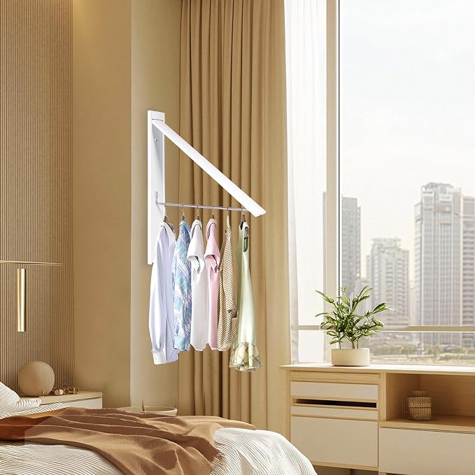 Retractable Clothes Drying Rack, Space Saver Wall Mounted Folding Hanger - Image 4