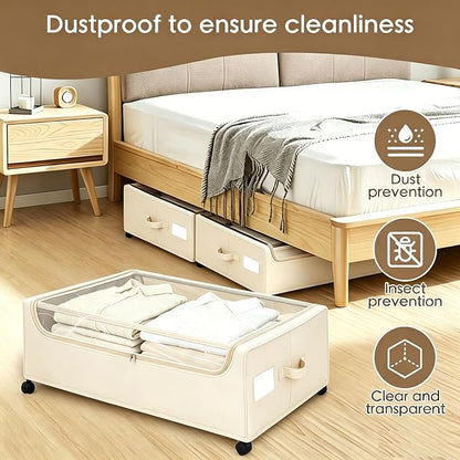 Under Bed Storage with Wheels, Underbed Storage Bins, XXXL 85L 11 inches - Image 2