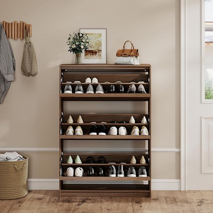 Shoe Cabinet with 3 Flip Drawers, 31.5" W Narrow Shoe Storage Cabinet - Image 8