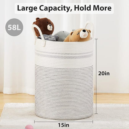 Fiona's magic 58L Woven Rope Laundry Hamper, Tall Boho Laundry Basket Storage - Image 3