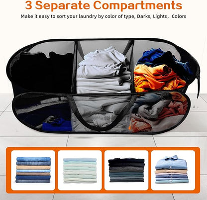 Foldable Laundry Baskets, Collapsible Mesh Laundry Hamper, Durable Pop Up - Image 3