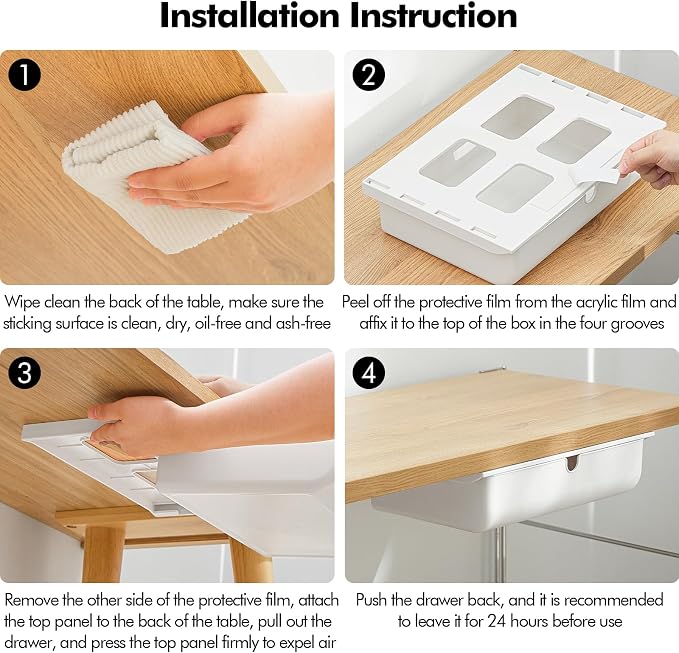 Poeland Under Desk Drawer Self-Stick Storage Organizer - Image 8