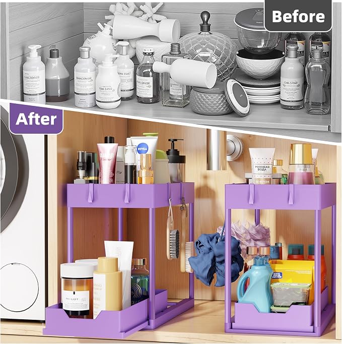 Simple Trending Under Sink Organizer 2 Pack, Sink Pull-Out Sliding Storage - Image 3