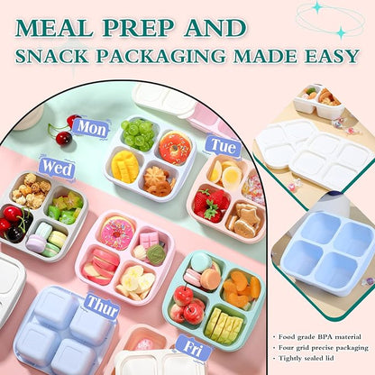 Honeydak 10 Pack Snack Container 4 Compartment Reusable Bento Snack Boxes - Image 5