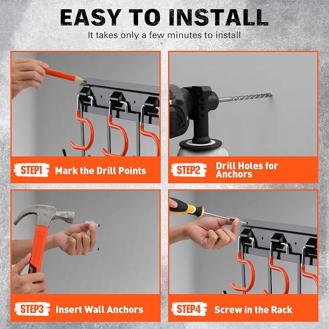 ELEAD 68'' All Metal Adjustable Garden Tool Organizer: Garage Tool Organizer - Image 5