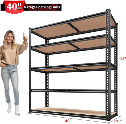 REIBII 40" W Garage Shelving 2500LBS Storage Shelves 72" H Metal Shelving 5 - Image 3