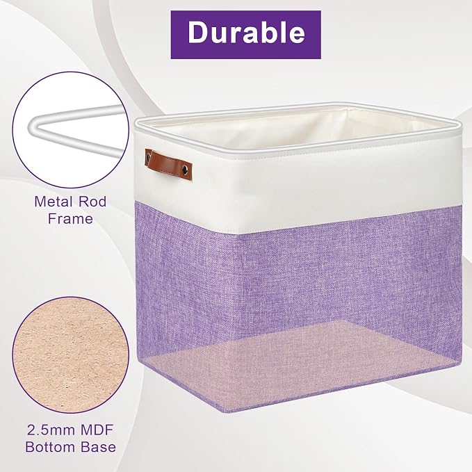 Large Fabric Storage Baskets | 50L Storage Bins, Decorative Linen Closet Baskets - Image 4