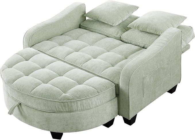 ERYE Chenille Tufted Loveseat Sofa and Ottoman Set, Tufted Recliner Sleeper - Image 10