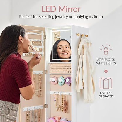 Best Choice Products Rotating Mirror w/Storage Cabinet, 360 Swivel Jewelry - Image 8