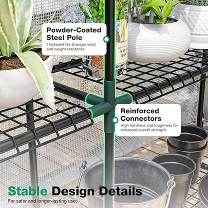 Joyside Outdoor Plant Shelves, 3 Tier 1 Pack Metal Extra-Long Stable Greenhouse - Image 7
