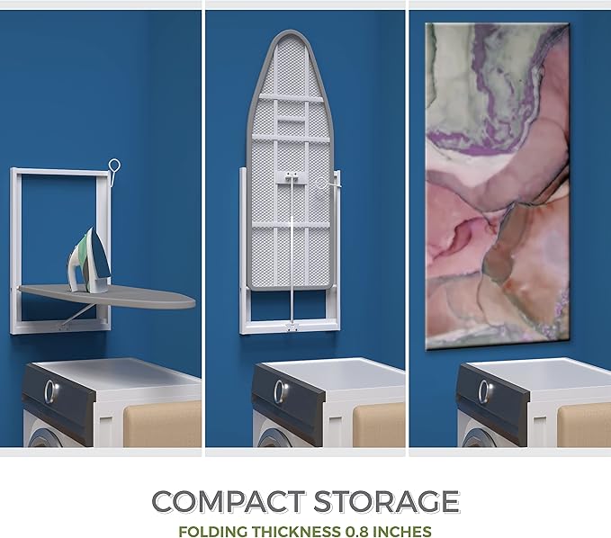 Xabitat Wall Mounted Ironing Board, 36.2" X 12.2" Compact Mount Fold Down Iron - Image 5