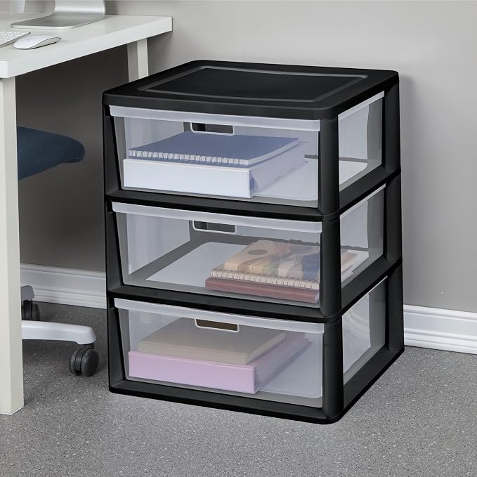 3 Drawer Wide Plastic Storage Cabinet | 3 Drawer Wide Plastic Storage Cabinet - Image 2