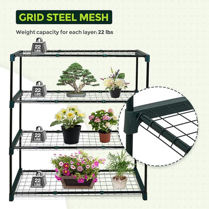 EAGLE PEAK Greenhouse Shelving Staging Double 4 Tier, Outdoor/Indoor Plant - Image 6
