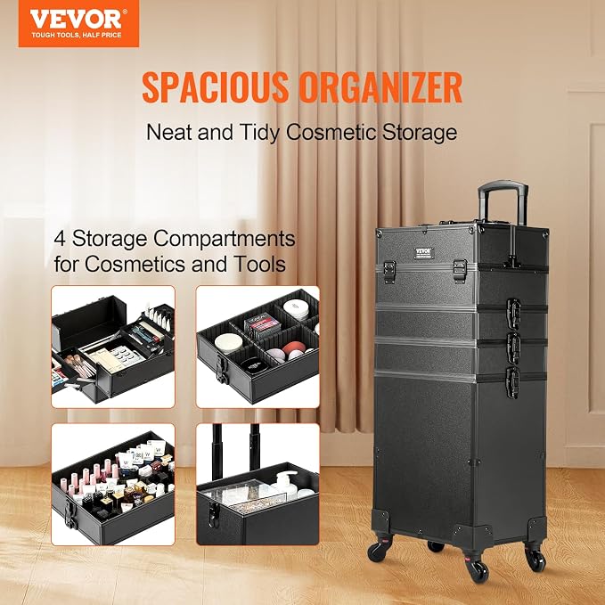 VEVOR Makeup Train Case Professional Makeup Storage Organizer Box Make Up - Image 2