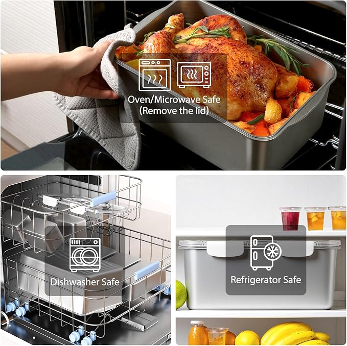 8 PCS Large Stainless Steel Food Storage Containers - Image 5