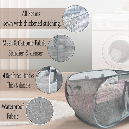 Upgraded 100L Extra Large Mesh Pop Up Laundry Hamper, Dirty Clothes Hamper - Image 3