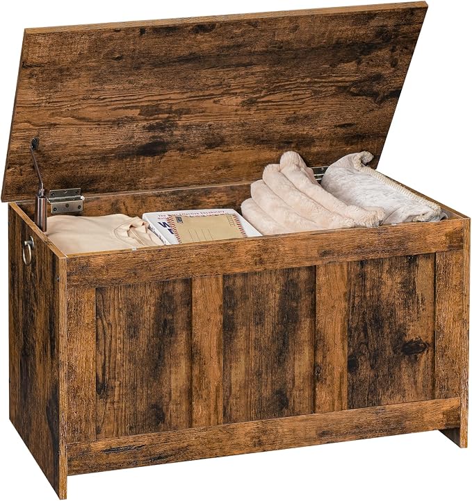 HOOBRO Storage Bench, 29.5" Retro Wooden Storage Chest, Wooden Storage Trunk - Image 6