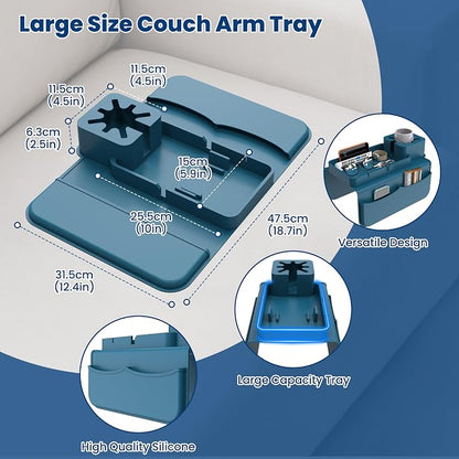 ENNVA Couch Arm Cup Holder Tray, Silicone Anti-Slip Sofa Armrest Table - Image 3
