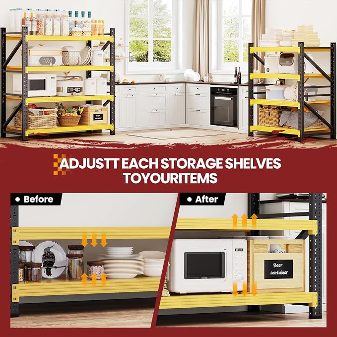 48" Wide Storage Shelves, 2000LBS Garage Shelving Heavy Duty, Standing Shelf - Image 5