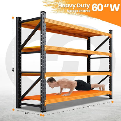 60" Wide Garage Shelving Heavy Duty, 4 Tier Tall Steel Industrial Shelving - Image 2