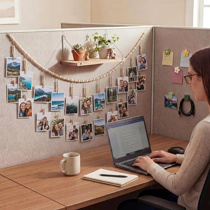 Sieral 48 Pcs Office Cubicle Decor Set, Boho Hanging Photo Display - Image 7