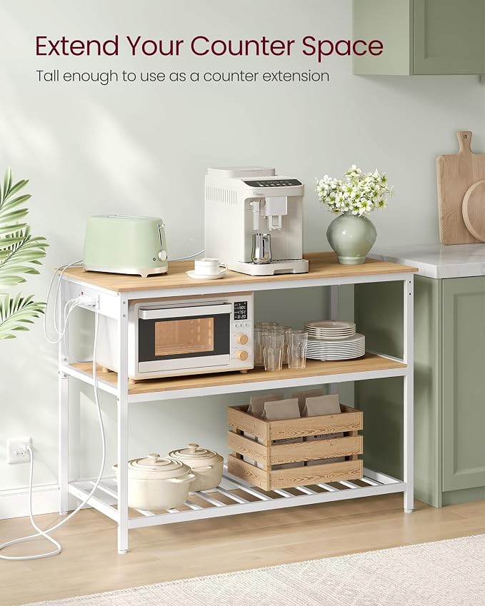 VASAGLE Kitchen Island with 3 Shelves, Kitchen Shelf with Power Strip, 23.6 x - Image 4