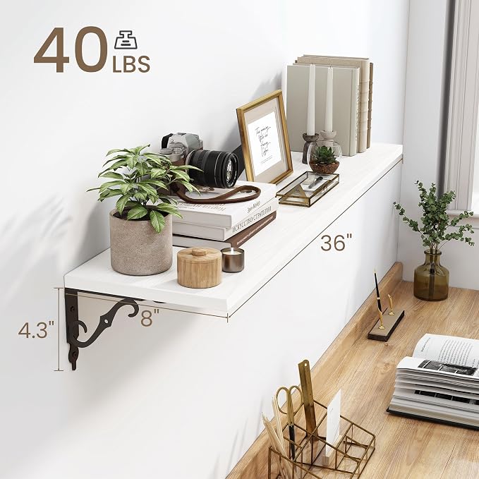 Fun Memories 36 Inches Floating Shelves, Rustic Long Wall Shelves, 8 Inch Deep - Image 3