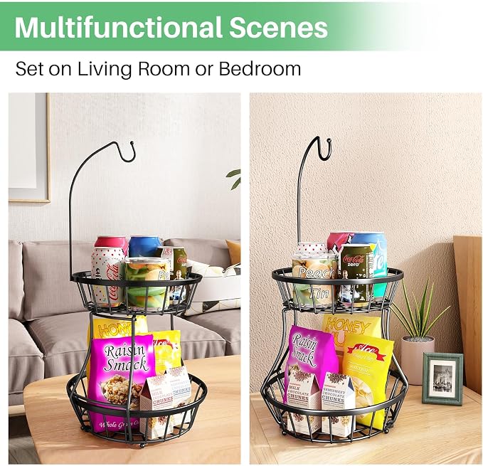SAYZH 2-Tier Fruit Basket Bowl Stackable Vegetable Storage - Image 7