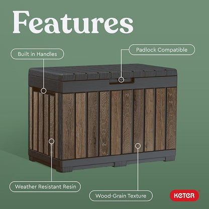 Keter Signature Everwood 50 Gallon Resin Deck Box-Organization and Storage - Image 4