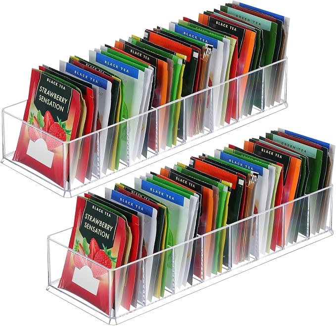 Cinnvoice 2 Pcs Tea Bag Storage Acrylic Clear Tea Drawer Organizer by Cinnvoice
