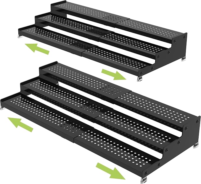 Metal Spice Rack Organizer for Cabinet, 3 Tier Expandable Spice Storage shelf by JOJOCROSSHIGHQUALITYLIFE