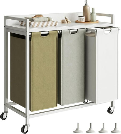 Laundry Hampers with Shelf, Laundry Basket 3 Section, Laundry Sorter with by Herture