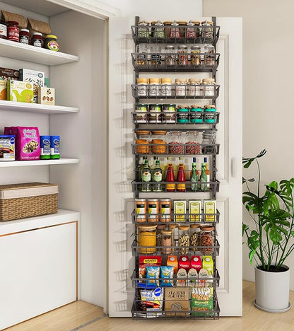 Mefirt 10-Tier Over The Door Pantry Organizer, 2 in 1 Wall Mount & Hanging | by Mefirt