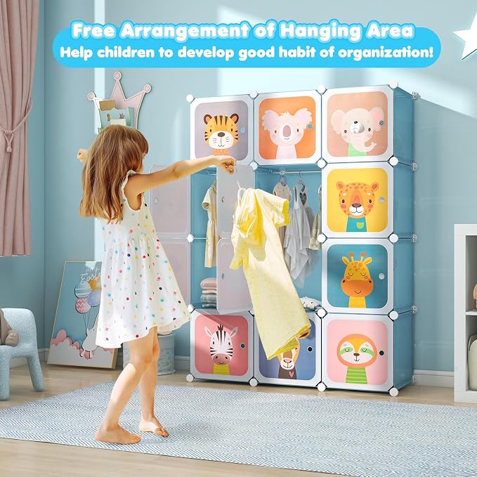 Costzon Kids Closet, Cartoon DIY Modular Dresser Storage Organizer - Image 2