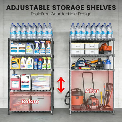 Xcity Storage Shelves, 5 Tier Heavy Duty Metal Shelving Unit, 2000 LBS - Image 4