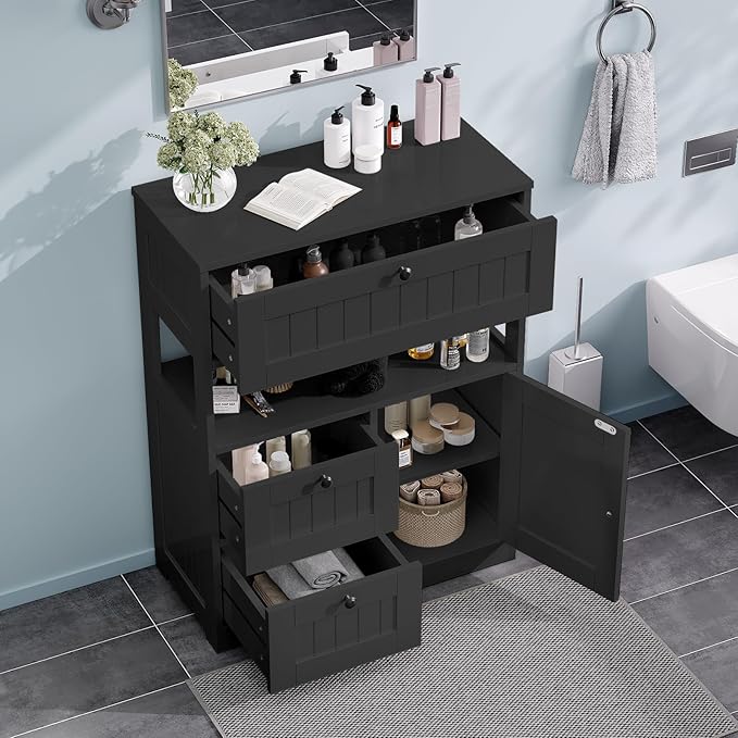 GRUSIGN Storage Cabinet, Modern Bathroom Floor Storage Cabinet Organizer - Image 5