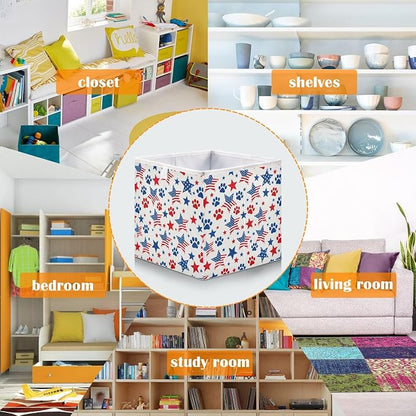 Flag Dog Paw Stars Pattern Closet Organizers Storage Cubes Storage Bins Shelf - Image 6