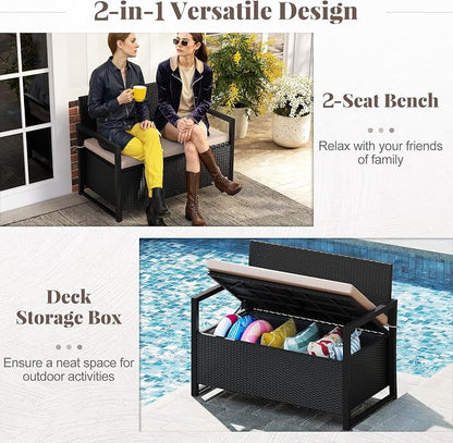 RELAX4LIFE Wicker Outdoor Bench - Image 4