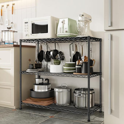 DurayLoly 35.6"W 3-Tier Metal Shelving, Adjustable Storage Shelves, Kitchen | - Image 2