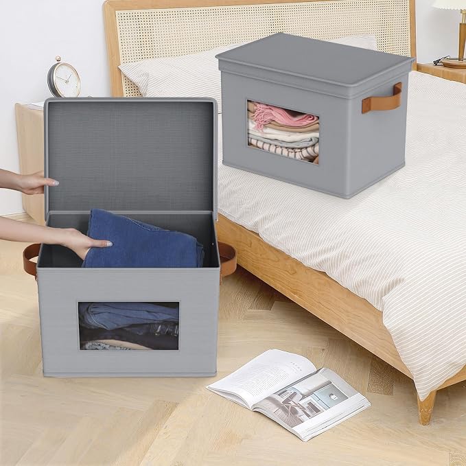 Univivi Storage Bins with Lids Collapsible Foldable Closet Storage Boxes - Image 4