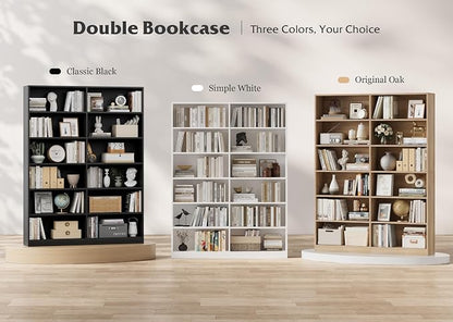 FACBOTALL Bookshelf and Bookcase, 6-Tier Double Wide Bookshelves, Freestanding - Image 9