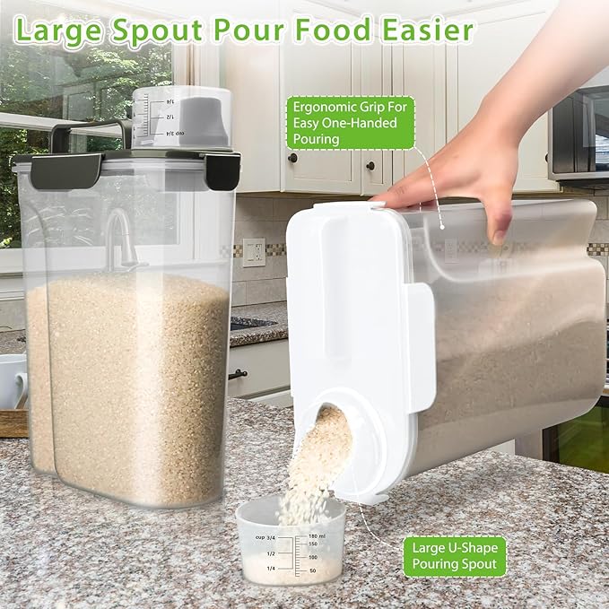 Rice Storage Container, 5 to 10lb Dry Food Airtight Dispenser, Pet Dog Cat Food - Image 3