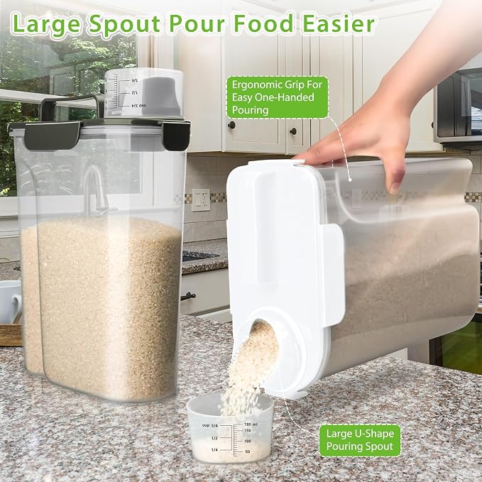 Rice Storage Container, 5 to 10lb Dry Food Airtight Dispenser, Pet Dog Cat Food - Image 3