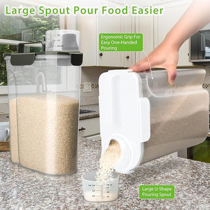 Rice Storage Container, 5 to 10lb Dry Food Airtight Dispenser, Pet Dog Cat Food - Image 3