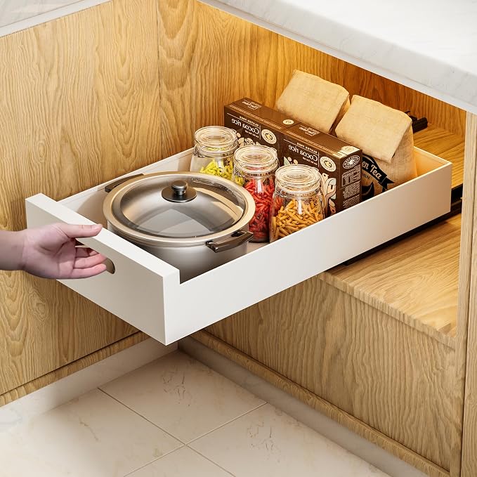 HBL' 1 Pack | 21" Deep Pull Out Cabinet Organizer Adhesive, 10-Inch Wide Sturdy by HBL
