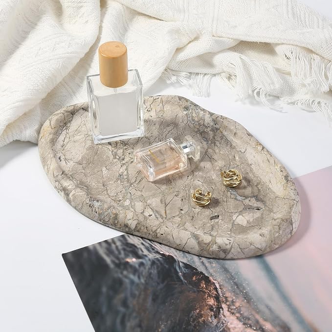 Koville Marble Vanity Tray for Bathroom, Cloud Shape Stone Key Tray | 10" x 7" - Image 5