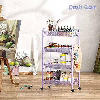 TOOLF 4-Tier Rolling Cart, Metal Utility Cart - Image 8