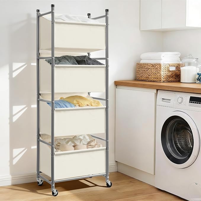 180L 4-Tier Rolling Laundry Hamper - Image 2